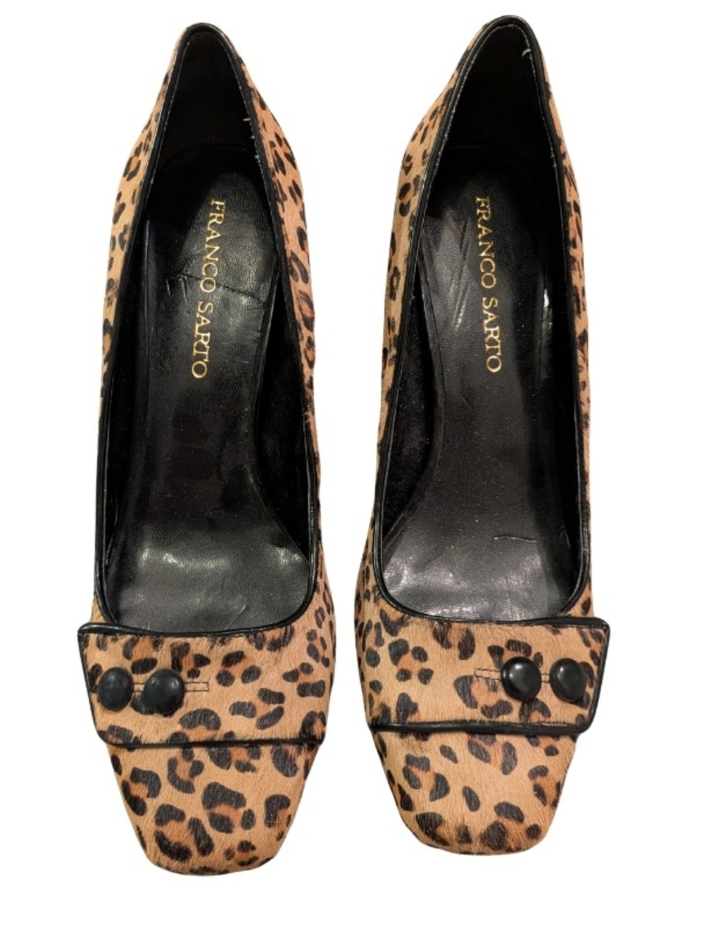 Franco Sarto Leopard Print Pumps in Tan and Black |  Ladies size 10